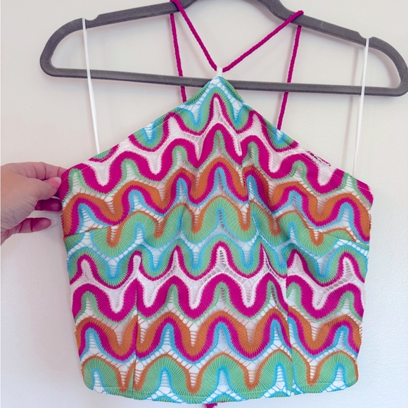 Colorful knit Halter top size L and pants size XL two piece set from Dillard’s - Picture 4 of 6